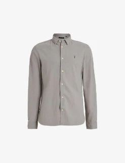 AllSaints Lovell Ramskull-embroidered Slim-fit Cotton Shirt