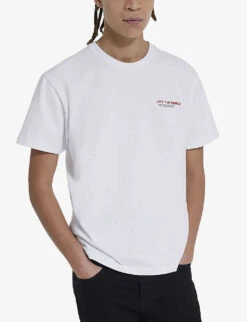 THE KOOPLES Slogan-print Cotton Crew-neck T-shirt -Fit & Flow Clothing Sales Store R04058904 WHI01 ALT02