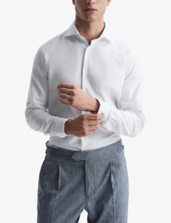 Reiss Belief Slim-fit Cotton Flannel Shirt -Fit & Flow Clothing Sales Store R04068113 WHITE ALT02