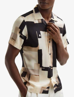 Reiss Deekay Abstract-print Woven Shirt -Fit & Flow Clothing Sales Store R04068116 MULTI ALT04