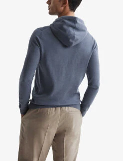 Reiss Holland Slim-fit Wool Hoody -Fit & Flow Clothing Sales Store R04068160 NICKELBLUE ALT03