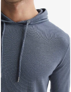 Reiss Holland Slim-fit Wool Hoody -Fit & Flow Clothing Sales Store R04068160 NICKELBLUE ALT04
