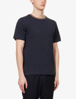 PAUL SMITH Ribbed-neck Cotton-jersey T-shirt -Fit & Flow Clothing Sales Store R04069882 VERYDARKNAVY ALT02