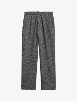 Ted Baker Kensey Belted Straight-leg Wool-blend Trousers