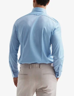 Reiss Nate Slim-fit Cotton-blend Shirt -Fit & Flow Clothing Sales Store R04075246 SOFTBLUE ALT03