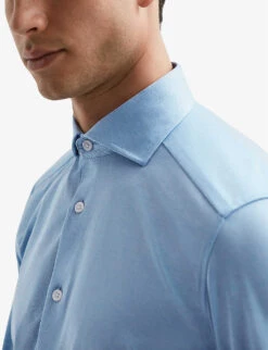 Reiss Nate Slim-fit Cotton-blend Shirt -Fit & Flow Clothing Sales Store R04075246 SOFTBLUE ALT04