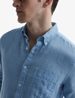 Reiss Queens Slim-fit Long-sleeved Linen Oxford Shirt -Fit & Flow Clothing Sales Store R04075252 POWDERBLUE ALT04