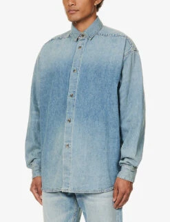 Fear Of God Brand-patch Contrast-stitch Regular-fit Denim Shirt -Fit & Flow Clothing Sales Store R04075941 5YEARINDIGO ALT02