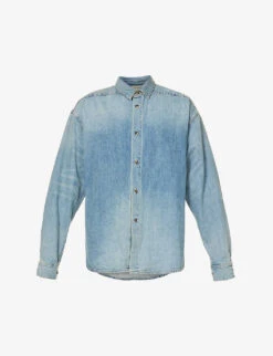 Fear Of God Brand-patch Contrast-stitch Regular-fit Denim Shirt