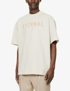 Fear Of God Eternal Brand-print Oversized-fit Cotton-jersey T-shirt -Fit & Flow Clothing Sales Store R04075964 WARMHEATHEROATMEAL ALT02