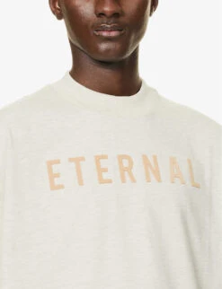 Fear Of God Eternal Brand-print Oversized-fit Cotton-jersey T-shirt -Fit & Flow Clothing Sales Store R04075964 WARMHEATHEROATMEAL ALT04