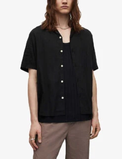 AllSaints Canal Relaxed-fit Recycled-viscose Shirt 7 AllSaints Canal Relaxed-fit Recycled-viscose Shirt -Fit & Flow Clothing Sales Store R04080276 JETBLACK ALT02
