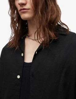 AllSaints Canal Relaxed-fit Recycled-viscose Shirt 9 AllSaints Canal Relaxed-fit Recycled-viscose Shirt -Fit & Flow Clothing Sales Store R04080276 JETBLACK ALT04