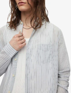 AllSaints Formentera Striped Cotton-blend Shirt -Fit & Flow Clothing Sales Store R04080286 LIGHTGREY ALT04