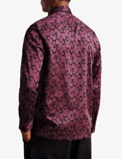 Ted Baker Comlee Floral-print Regular-fit Stretch-cotton Shirt 7 Ted Baker Comlee Floral-print Regular-fit Stretch-cotton Shirt -Fit & Flow Clothing Sales Store R04081002 MAROON ALT03