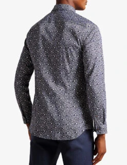 Ted Baker Spot-print Regular-fit Stretch-cotton Shirt -Fit & Flow Clothing Sales Store R04081066 NAVY ALT03