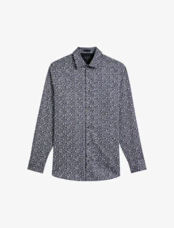 Ted Baker Spot-print Regular-fit Stretch-cotton Shirt