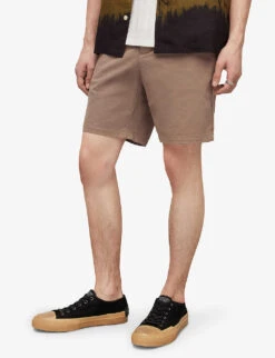 AllSaints Neiva Mid-rise Cotton-blend Shorts 7 AllSaints Neiva Mid-rise Cotton-blend Shorts -Fit & Flow Clothing Sales Store R04081366 EARTHYBROWN ALT02