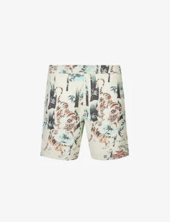 AllSaints Tagise Tiger-print Recycled-polyamide Swim Shorts