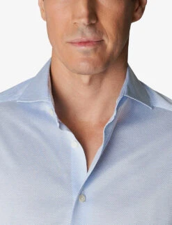 ETON King Knit Striped Contemporary-fit Cotton Shirt -Fit & Flow Clothing Sales Store R04082114 LIGHTBLUE ALT03