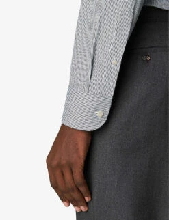 ETON Striped Wide-spread-collar Contemporary-fit Stretch-woven Shirt -Fit & Flow Clothing Sales Store R04082118 NAVYBLUE ALT04