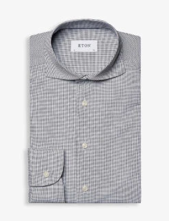 ETON Striped Wide-spread-collar Contemporary-fit Stretch-woven Shirt -Fit & Flow Clothing Sales Store R04082118 NAVYBLUE ALT05