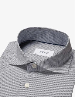 ETON Striped Wide-spread-collar Contemporary-fit Stretch-woven Shirt -Fit & Flow Clothing Sales Store R04082118 NAVYBLUE ALT06