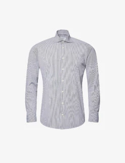 ETON Striped Wide-spread-collar Contemporary-fit Stretch-woven Shirt