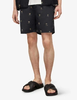 AllSaints Emotive Smiley-print Recycled Polyamide Swim Shorts -Fit & Flow Clothing Sales Store R04082446 JETBLACKYELL ALT02