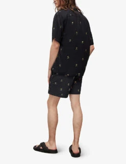 AllSaints Emotive Smiley-print Recycled Polyamide Swim Shorts -Fit & Flow Clothing Sales Store R04082446 JETBLACKYELL ALT03