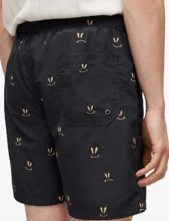 AllSaints Emotive Smiley-print Recycled Polyamide Swim Shorts -Fit & Flow Clothing Sales Store R04082446 JETBLACKYELL ALT05