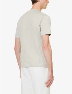 ELEVENTY Contrast-trim Patch-pocket Cotton-jersey T-shirt -Fit & Flow Clothing Sales Store R04082547 SAGEANDLIGHTGRAY ALT03