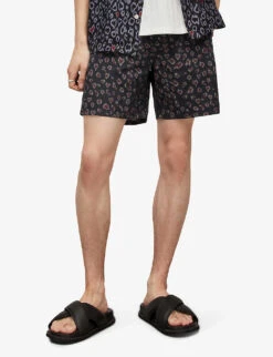 AllSaints Romantik Leopard-print Recycled-polyamide Swim Trunks -Fit & Flow Clothing Sales Store R04082735 JETBLACK ALT02