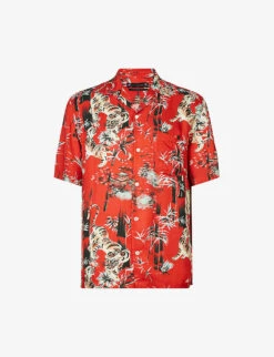 AllSaints Tagise Tiger-print Woven Shirt