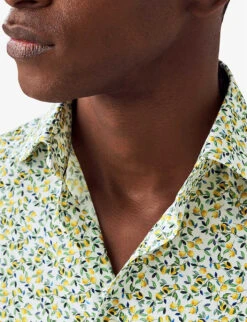 ETON Business Casual Lemon-print Slim-fit Cotton Shirt 10 ETON Business Casual Lemon-print Slim-fit Cotton Shirt -Fit & Flow Clothing Sales Store R04088422 YELLOW ALT03
