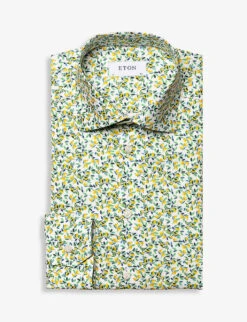ETON Business Casual Lemon-print Slim-fit Cotton Shirt 13 ETON Business Casual Lemon-print Slim-fit Cotton Shirt -Fit & Flow Clothing Sales Store R04088422 YELLOW ALT06