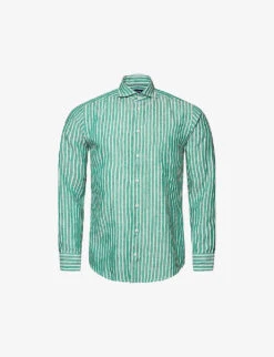 ETON Casual Stripe-print Contemporary-fit Linen Shirt