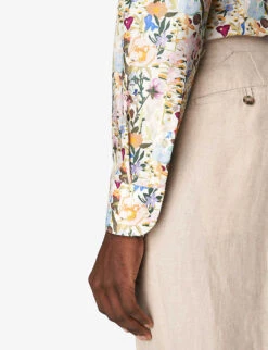ETON Floral-print Contemporary-fit Cotton Shirt -Fit & Flow Clothing Sales Store R04088498 MIDGREY ALT04
