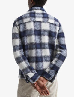 Reiss Angelo Check-pattern Zip-up Woven Overshirt -Fit & Flow Clothing Sales Store R04091405 BLUE ALT03