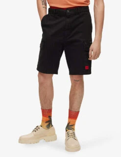 Hugo Leisure Logo-embroidered Stretch-cotton Shorts -Fit & Flow Clothing Sales Store R04093457 BLACK ALT02