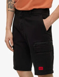 Hugo Leisure Logo-embroidered Stretch-cotton Shorts -Fit & Flow Clothing Sales Store R04093457 BLACK ALT04