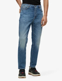 Hugo Leisure Mid-rise Tapered-leg Stretch-denim Jeans -Fit & Flow Clothing Sales Store R04093487 BRIGHTBLUE ALT02
