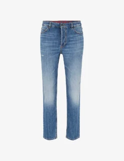 Hugo Leisure Mid-rise Tapered-leg Stretch-denim Jeans
