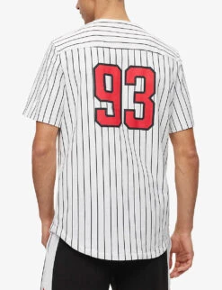 Hugo Striped Logo-print Relaxed-fit Cotton Baseball Shirt -Fit & Flow Clothing Sales Store R04093571 OPENWHITE ALT03