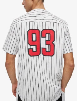 Hugo Striped Logo-print Relaxed-fit Cotton Baseball Shirt -Fit & Flow Clothing Sales Store R04093571 OPENWHITE ALT04