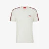 Hugo Logo-print Striped-trim Organic Cotton-jersey T-shirt