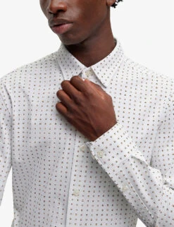 Boss Business Leisure Abstract-print Jersey Shirt -Fit & Flow Clothing Sales Store R04093701 WHITE ALT04