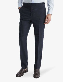 Reiss Dunn Slim-fit Straight-leg Wool Trousers -Fit & Flow Clothing Sales Store R04095888 NAVY ALT02