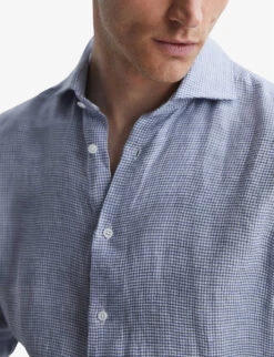 Reiss Ruban Regular-fit Long-sleeve Linen Shirt -Fit & Flow Clothing Sales Store R04095923 BLUEWHITE ALT03