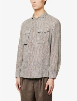 Giorgio Armani Graphic-pattern Long-sleeved Regular-fit Cotton Shirt 7 Giorgio Armani Graphic-pattern Long-sleeved Regular-fit Cotton Shirt -Fit & Flow Clothing Sales Store R04096684 QUIETGRAY ALT02